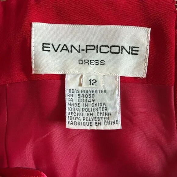 Evan Picone Dress Size 12 Red Fit and Flare Formal Holiday Dress - Picture 9 of 13